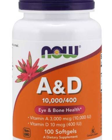 Now Foods Vitamín A + D 10.000/400 IU 100 tabliet