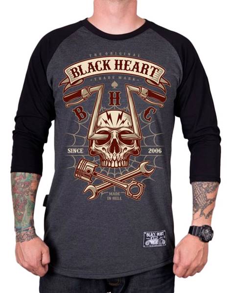 BLACK HEART Tričko BLACK HEART Chopper Skull RG šedá - M