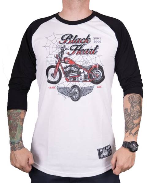 BLACK HEART Tričko s dlhým rukávom BLACK HEART Red Baron Chopper biela - M