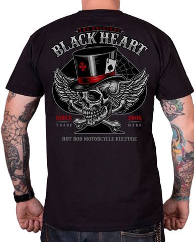 Tričko BLACK HEART Hat Skull šedá - M
