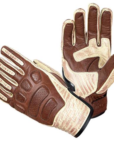Kožené moto rukavice W-TEC Retro Gloves hnedo-béžová - S