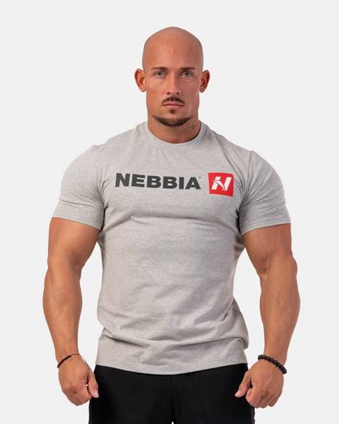 Nebbia NEBBIA Pánske tričko Red “N“ svetlo sivé  XXL