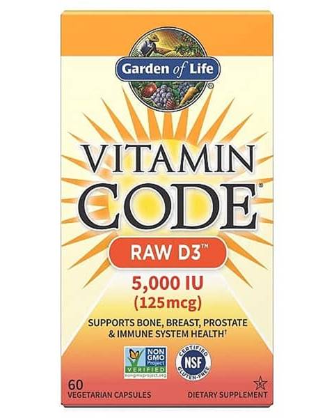 Garden of life Garden of Life Vitamín D3 - RAW Vitamin Code - 5000IU - 60 kapslí