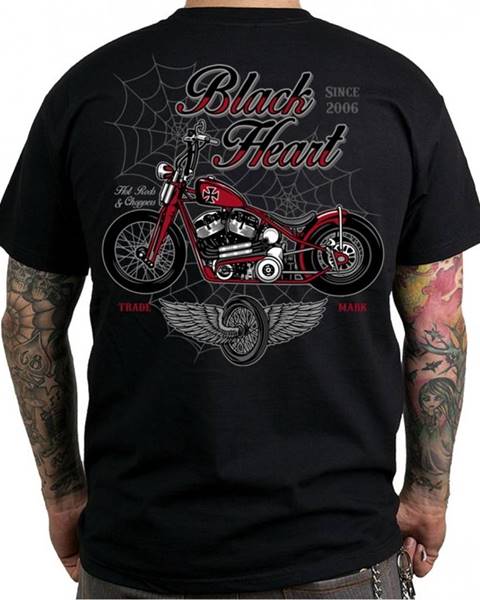 BLACKHEART Tričko BLACK HEART Red Baron Chopper čierna - M